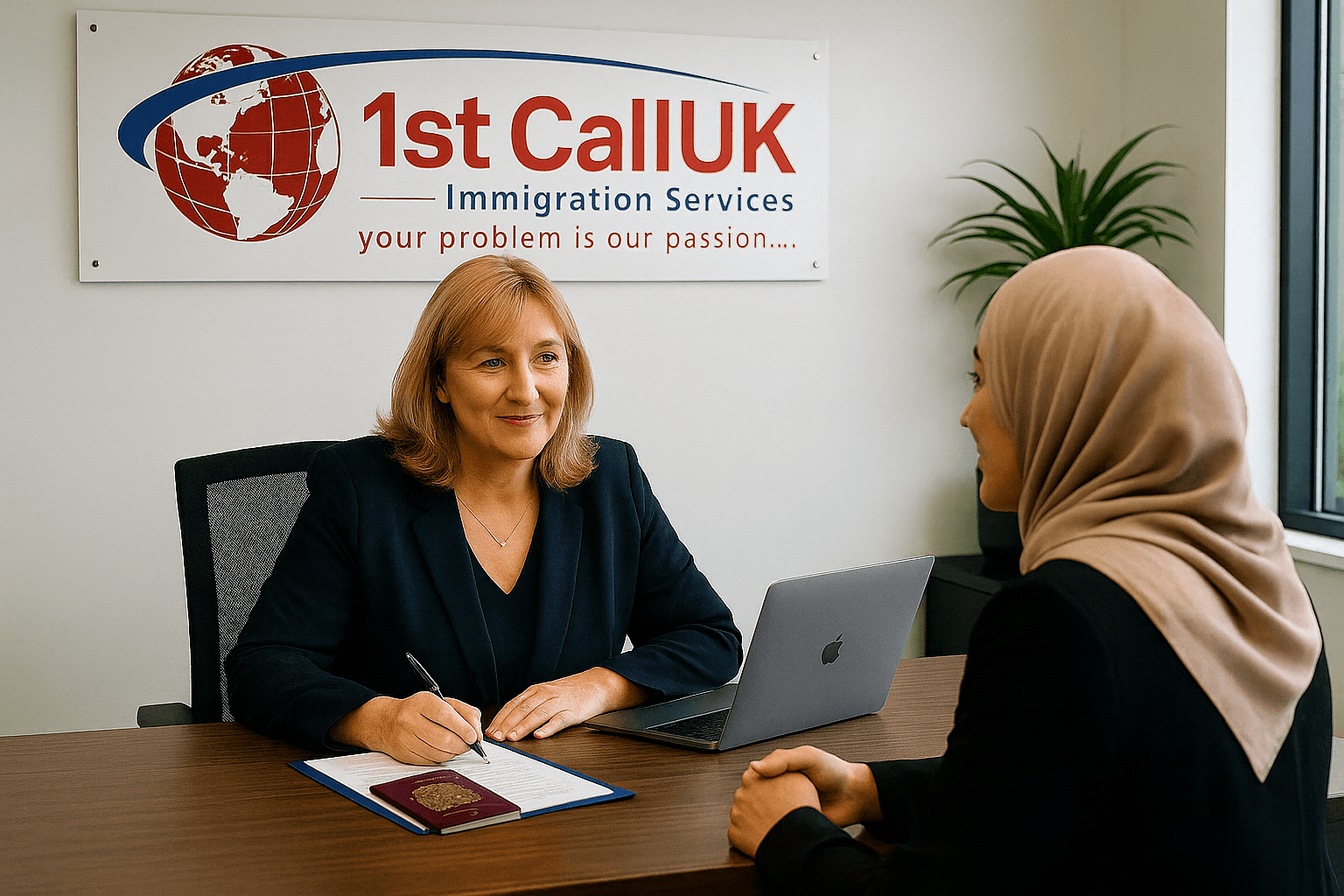 1st Call UK office and immigration services branding